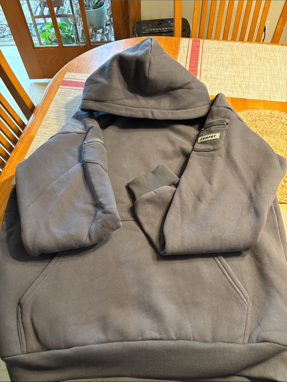Comfrt Gray Travel Hooded Pullover Sweatshirt NWOT XL